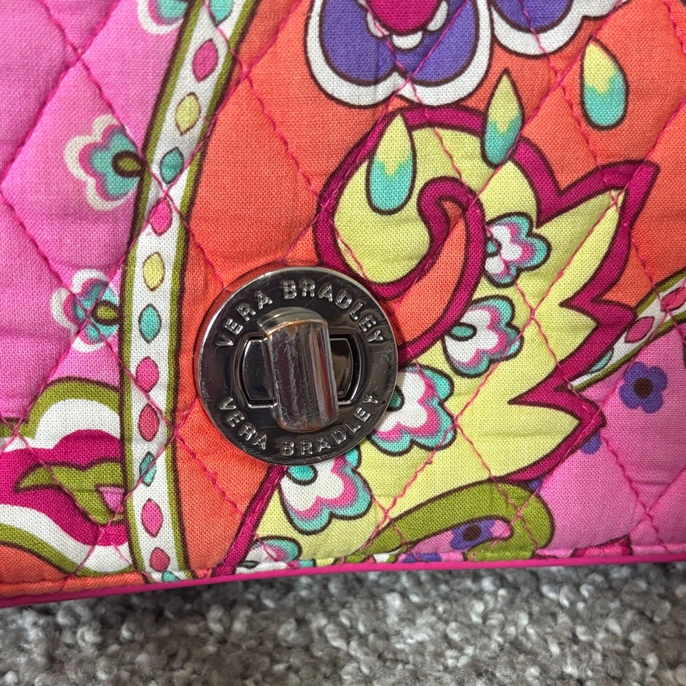 Vera Bradley Hot Pink and Orange Paisley Quilted Crossbody - Picture 3 of 4